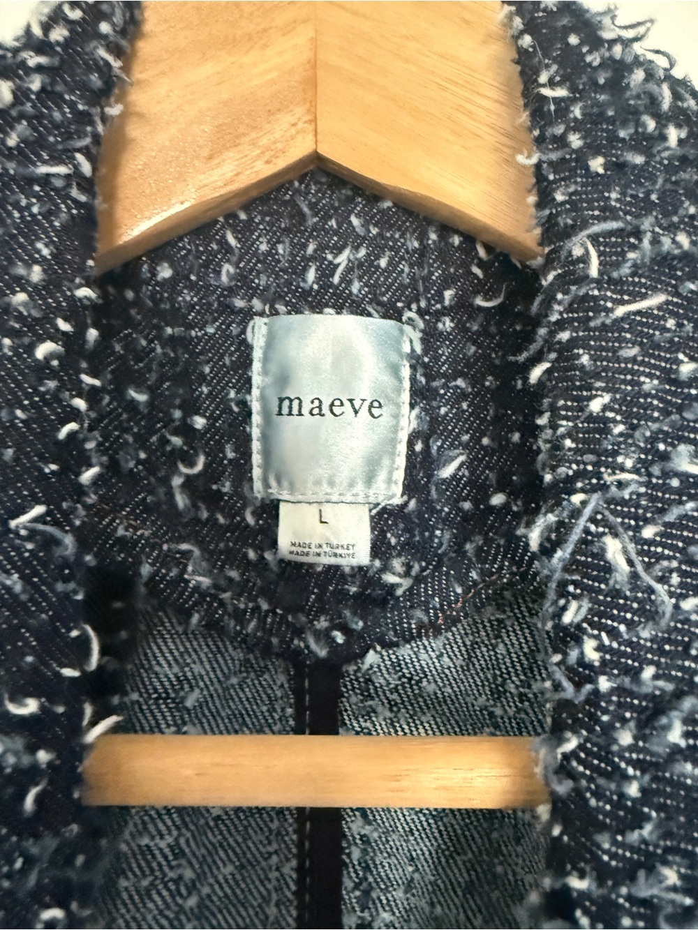 Maeve Anthropologie Navy denim punched Double-Breasted oversized jacket large - Picture 4 of 7